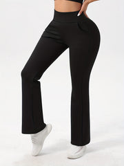 Fleece Yoga Bootcut Pants High Stretch Warm Running Leggings