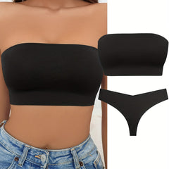 Seamless Bandeau Bra & Thongs Set