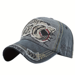 Big Shark Embroidered Baseball Cap Gothic Retro Sunshade Cap Soft Top Hat