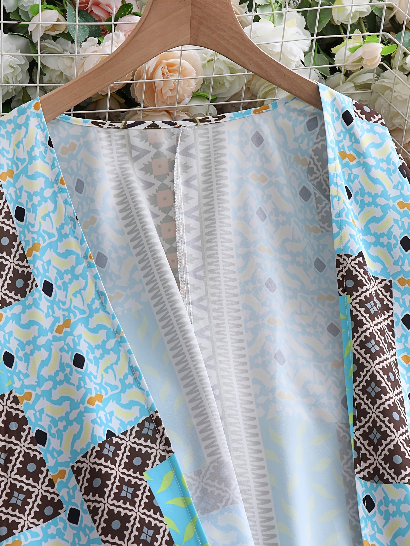 Boho Cardigan Women's Plus Allover Print Long Sleeve Open Front Cardigan