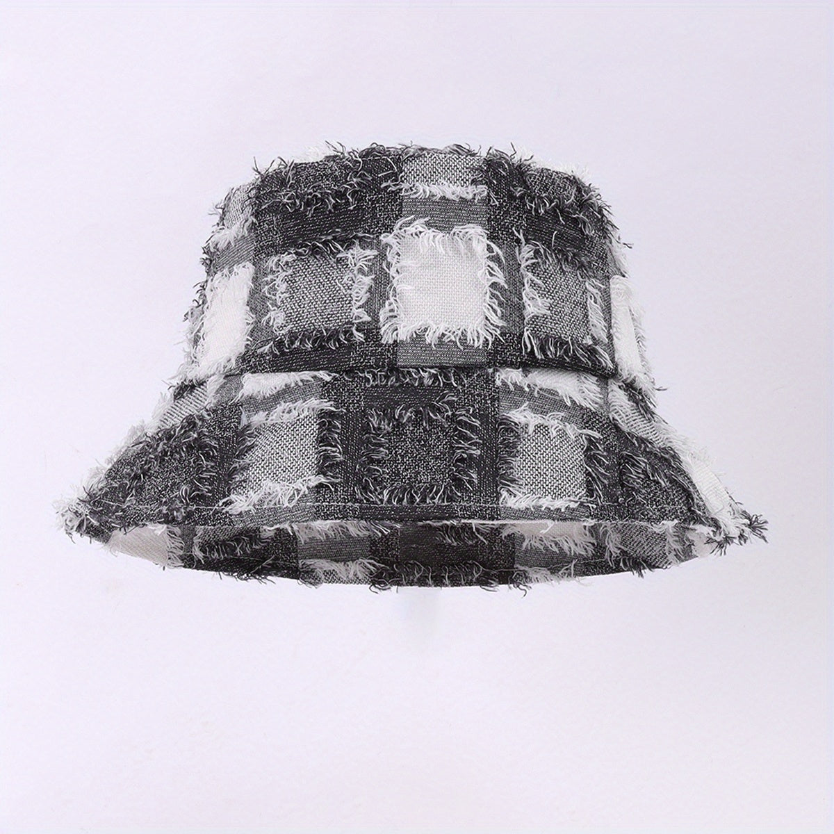 Plaid Block Basin Hat Hip Hop Sunscreen Fishermen Cap For Women