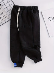 Boys Sweatpants Alphabet Texture Drawstring Elastic Waist Trousers