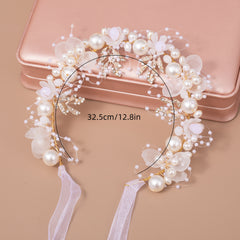 Flower Faux Pearl Headband Hair Accessories for Wedding Party