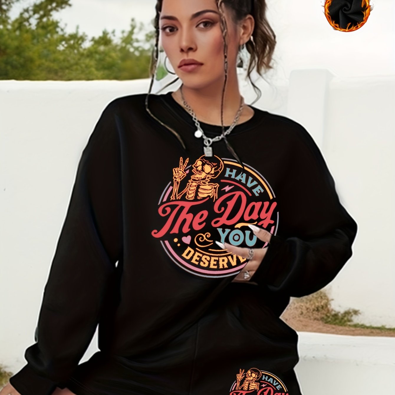 Women's Halloween Graphic Sweatshirt & Shorts Set