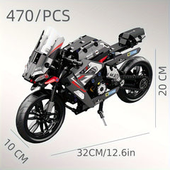 Sports Motorcycle Building Blocks Set Functional Suspension ABS Plastic