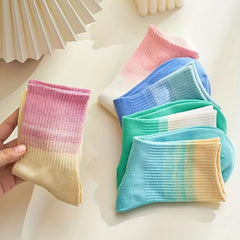 5 Pairs Ombre Crew Socks Comfy & Breathable Mid Tube Socks