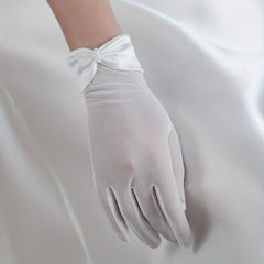 Bridal Mesh Gloves with Pearl Bowknot Wedding Accessories