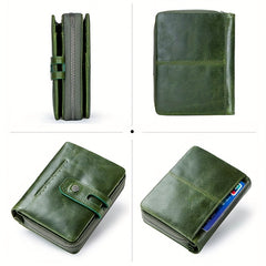 Vintage Leather Wallet for Women Trifold Teal Red