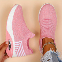 Women's Breathable Knit Sneakers Low Top Slip On Shoes