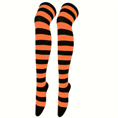 5 Pairs Striped Thigh High Socks Over The Knee Stocking