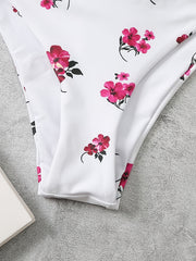 Floral Print Bandeau Bikini Set Strapless Tube Top 2 Piece Swimsuit