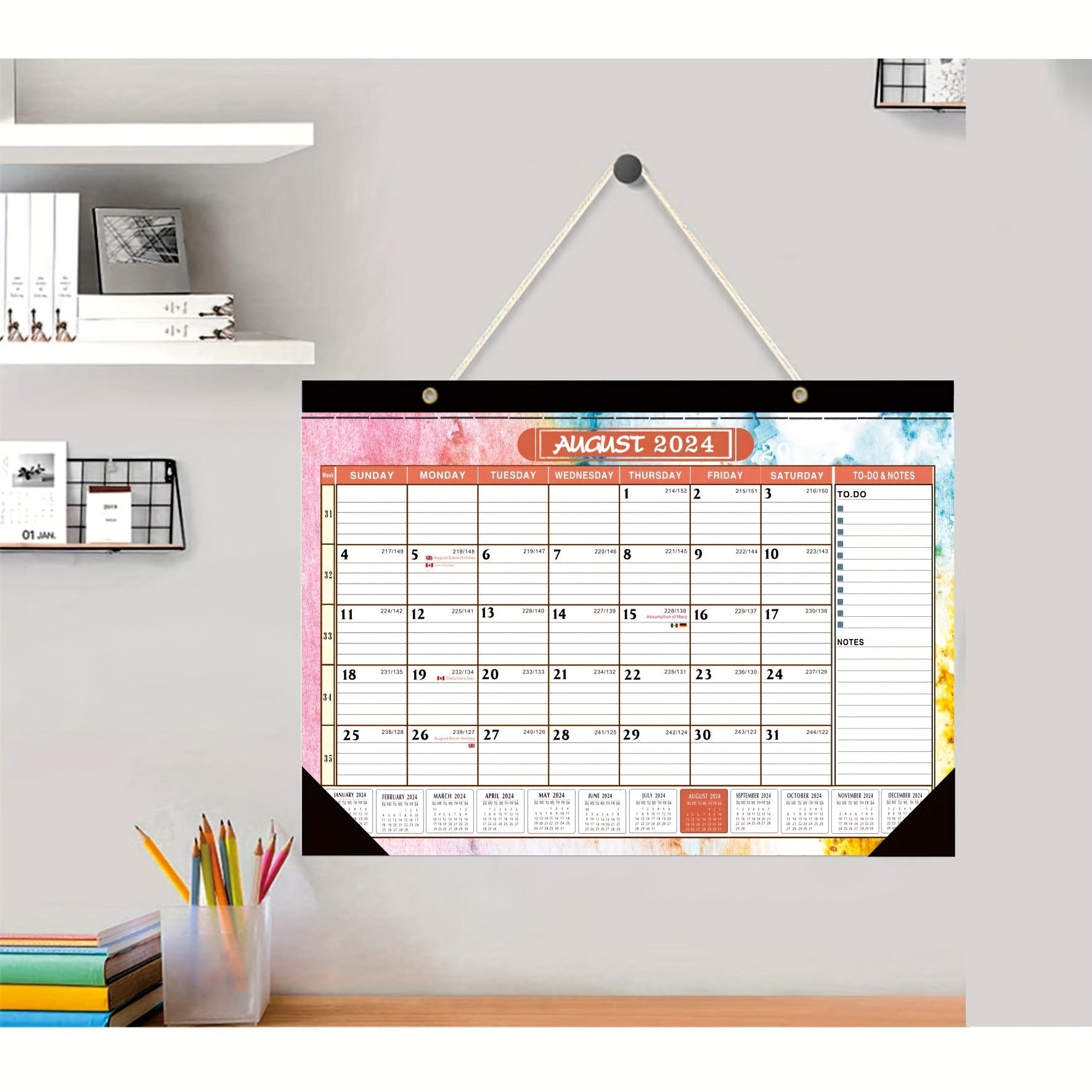 2023 Desktop and Wall Calendar Set, July-Dec, Matte Cover, Writing Paper