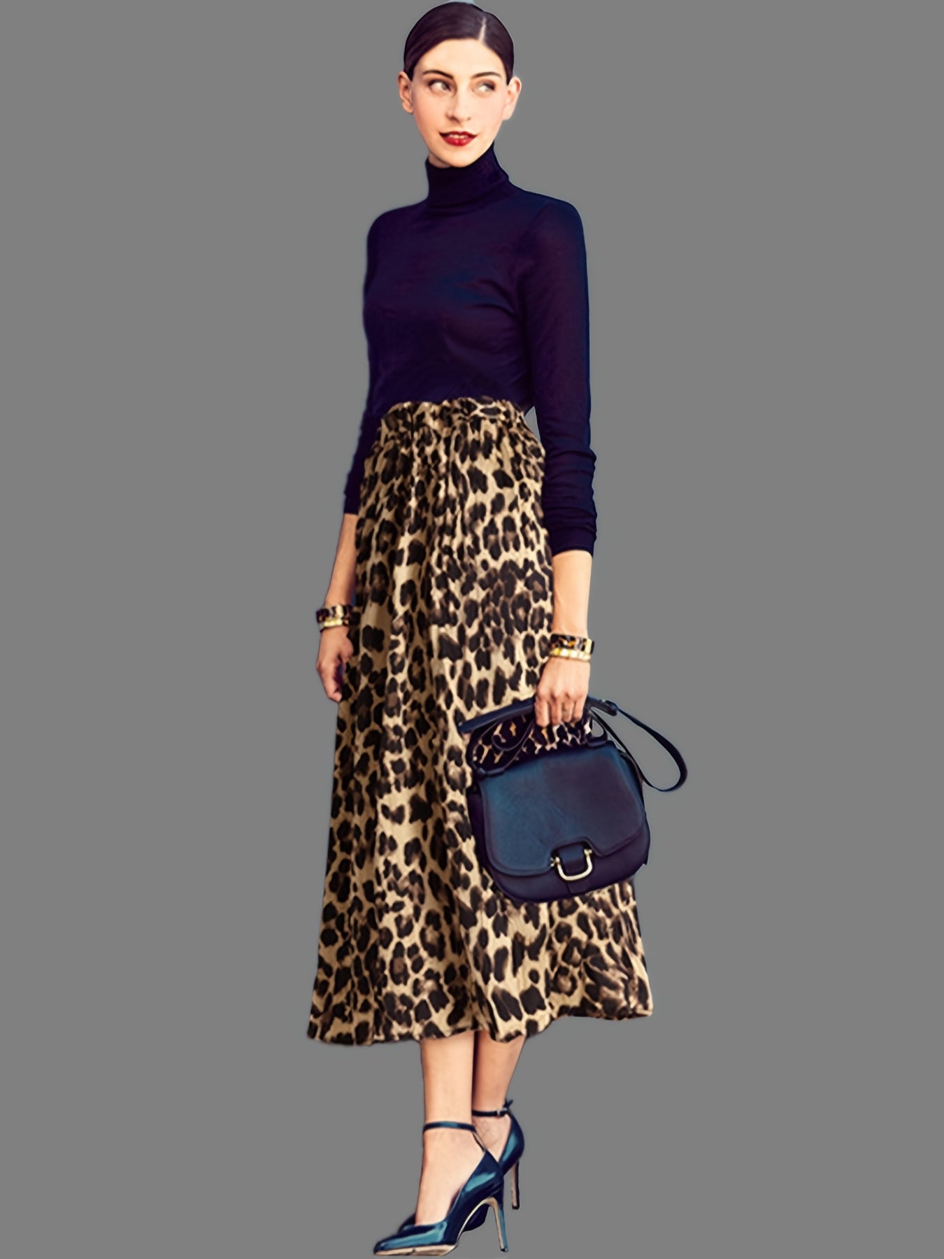 Leopard Print High Rise Maxi Skirt