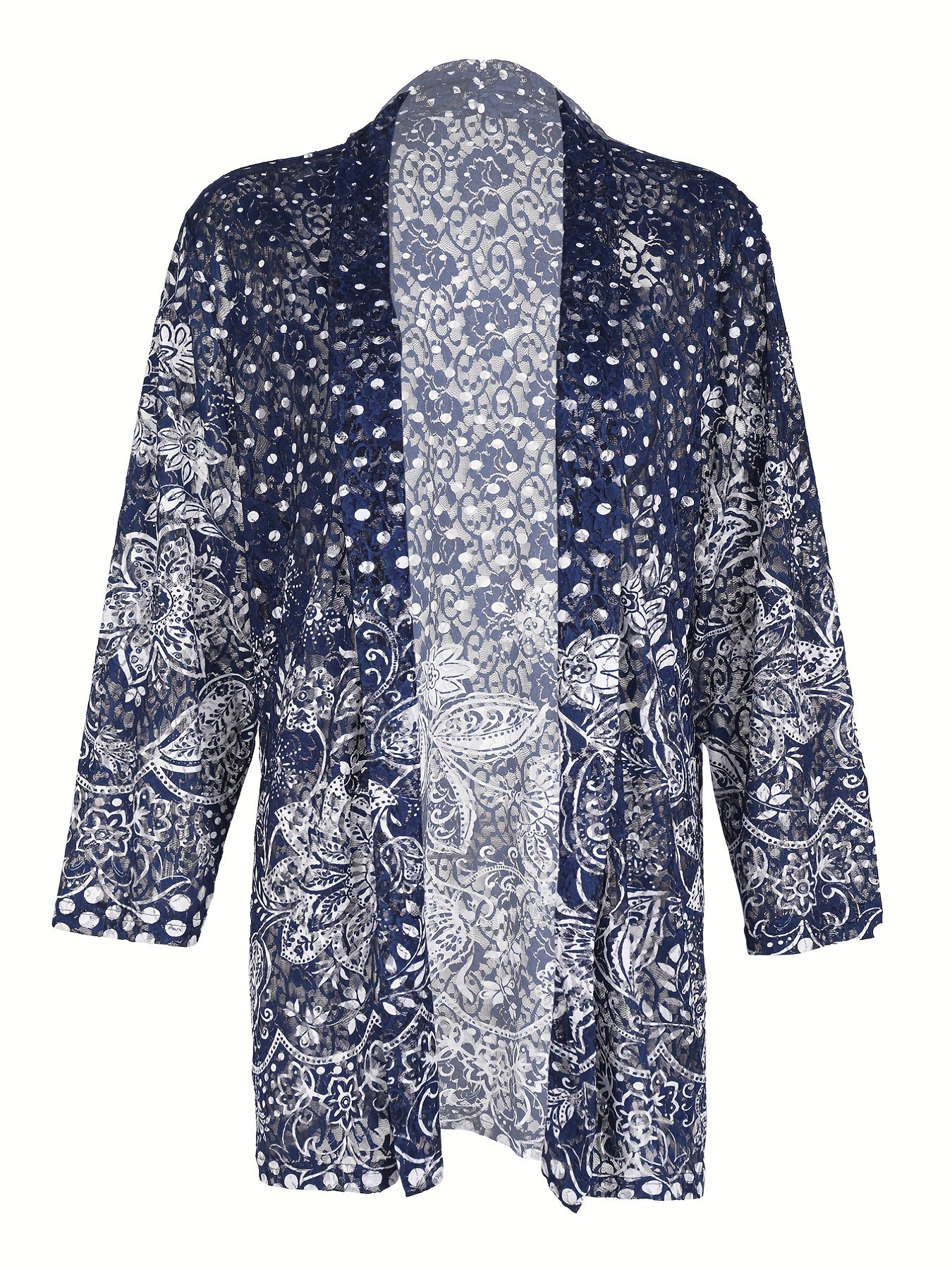 Boho Cardigan Women's Plus Paisley Print Long Sleeve Open Front