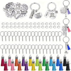 120pcs Keychain Accessories Set with Engraved Inspirational Words Charms