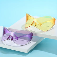 Oversized Wrap Around Sunglasses Gradient Lens Y2K Futuristic Eyewear