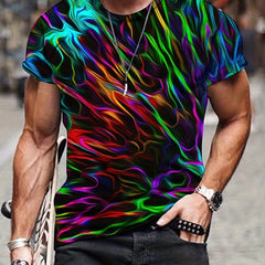 Men's Abstract Geometry Print T shirt Mid Stretch 3D Print Tee