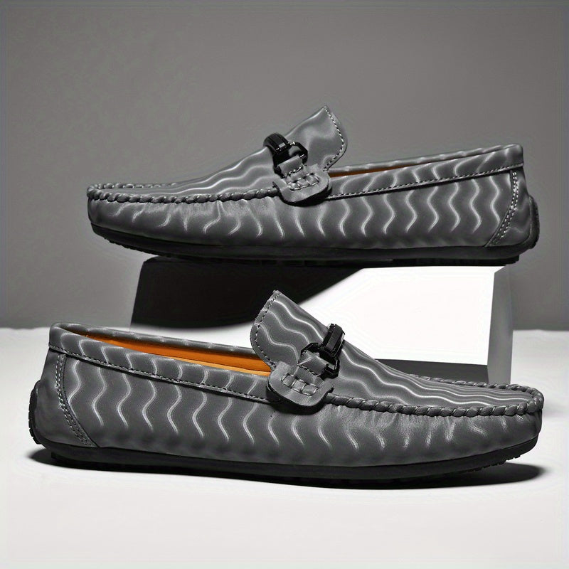 Men's Casual Wave Striped Loafer Shoes Anti Skid Walking Shoes