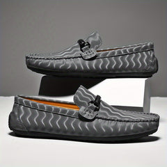 Men's Casual Wave Striped Loafer Shoes Anti Skid Walking Shoes