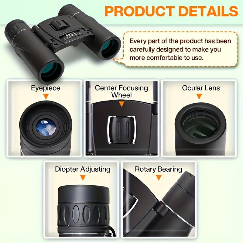 Lightweight 8X21 Binoculars for Outdoor Travel and Camping