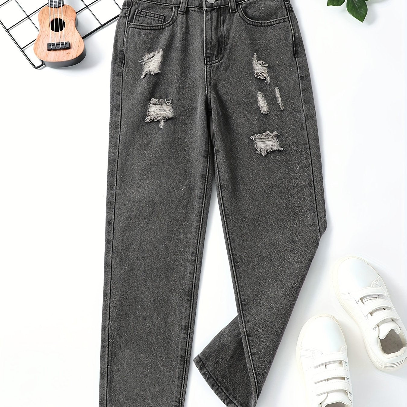 Girls Ripped Jeans Casual Pocket Denim Pants Kids Spring Summer Clothes