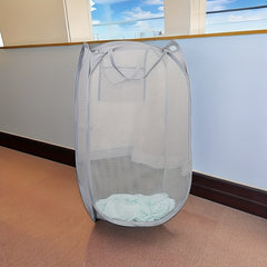 Mesh Pop Up Laundry Hamper Foldable Basket Organizer for Family College Dorm