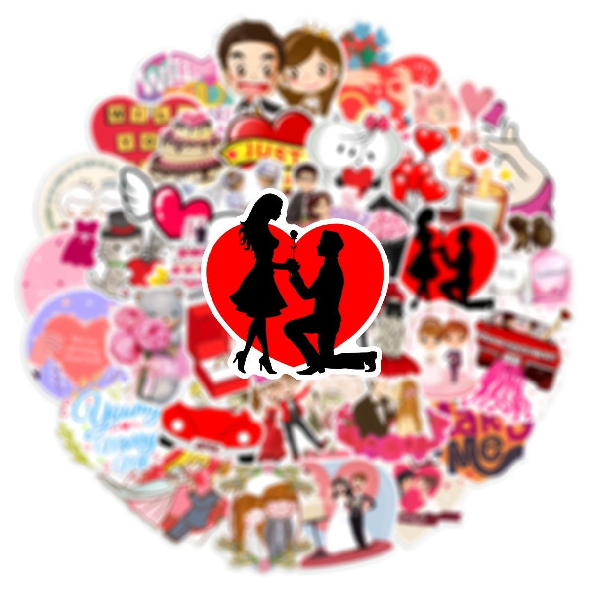 50Pcs Wedding Doodle Stickers Vinyl Waterproof Stickers for Favors