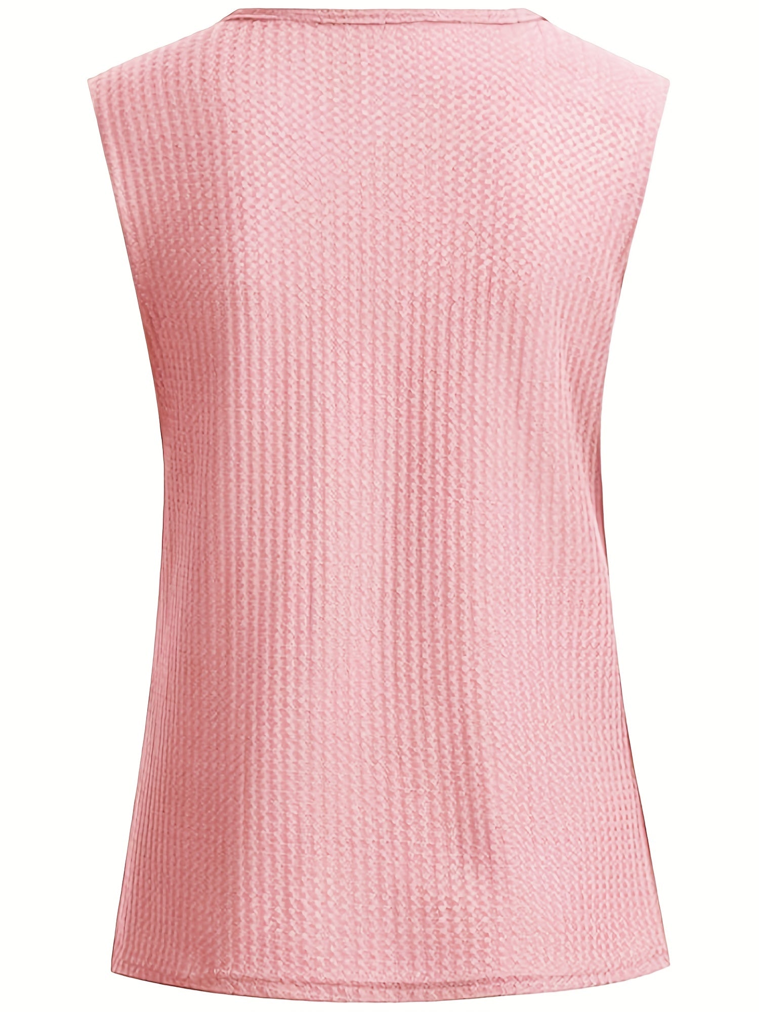 Waffle Knitted V Neck Tank Top for Summer Women
