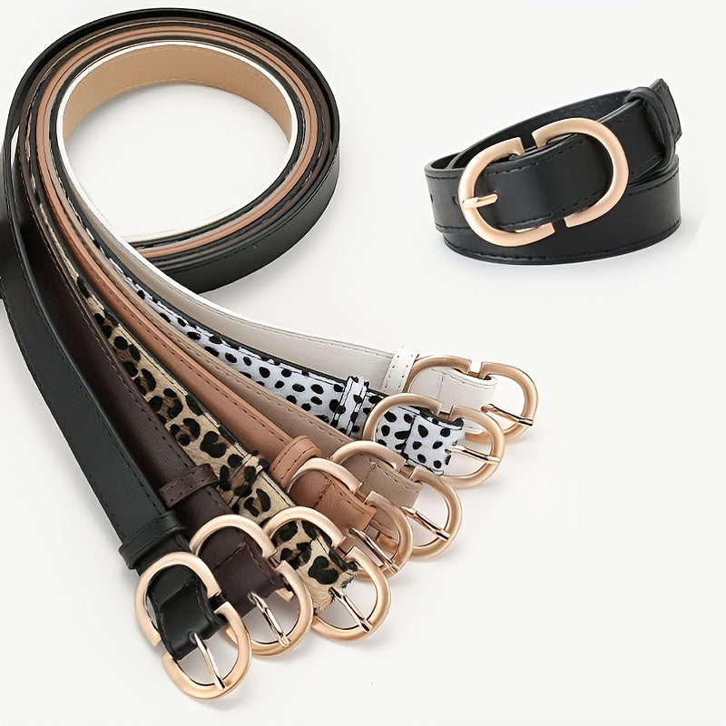 Leopard Belt Snake Print Thin PU Leather Waistband Metal Buckle