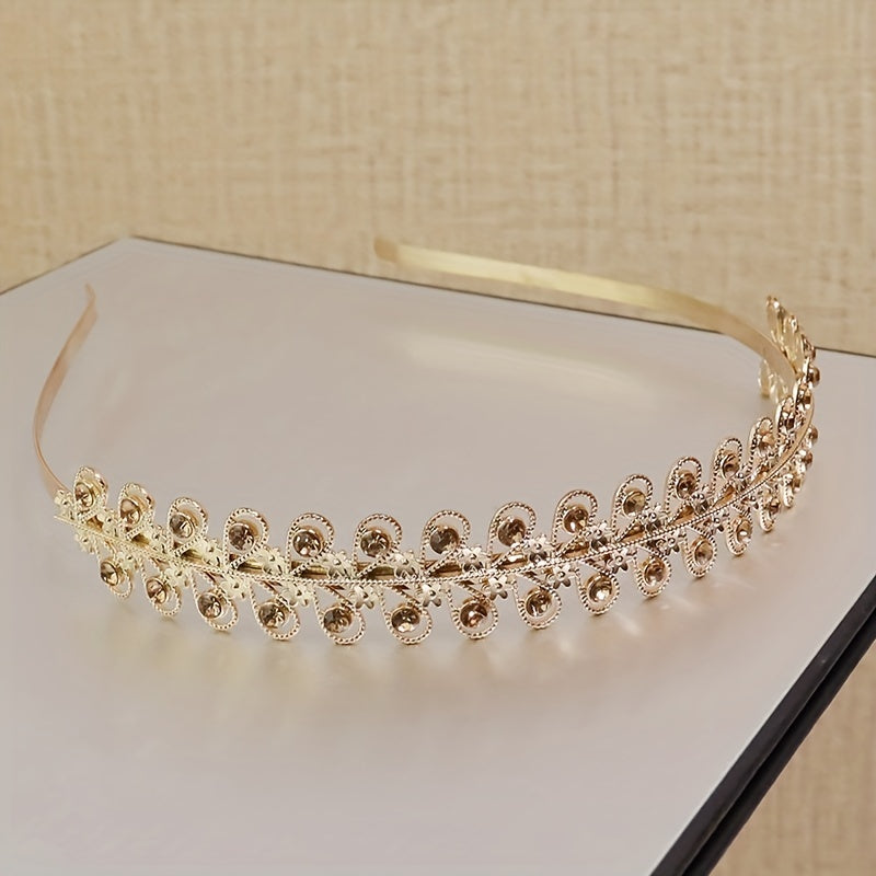 Baroque Bridal Leaf Shape Head Hoop Alloy Headband Wedding Hair Accessories