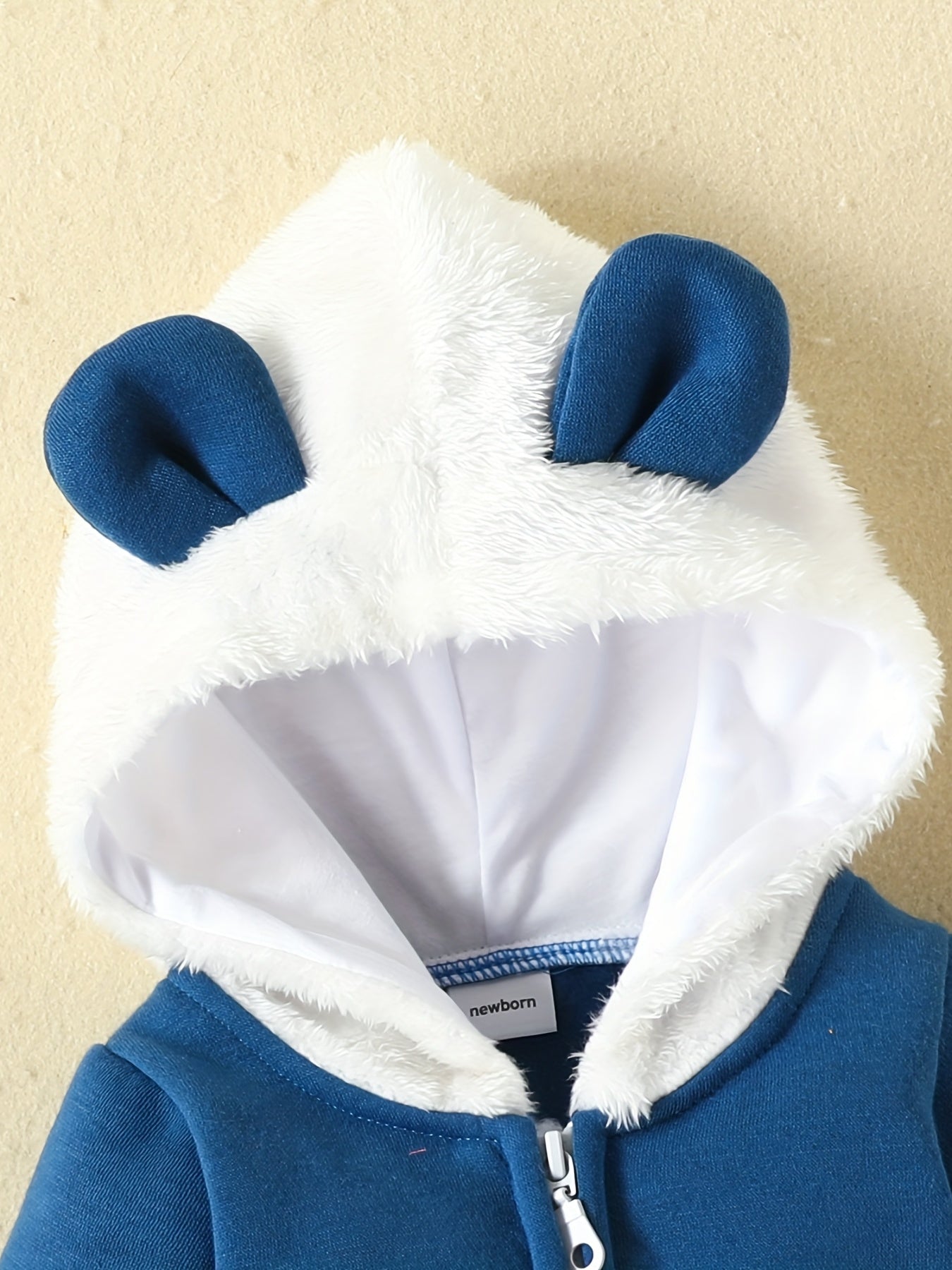 Baby Cloud Hooded Jumpsuit With Ears Fleece Outwear
