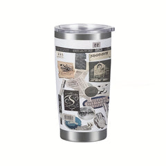 Moon Label Pattern 600ml Insulated Steel Coffee Mug