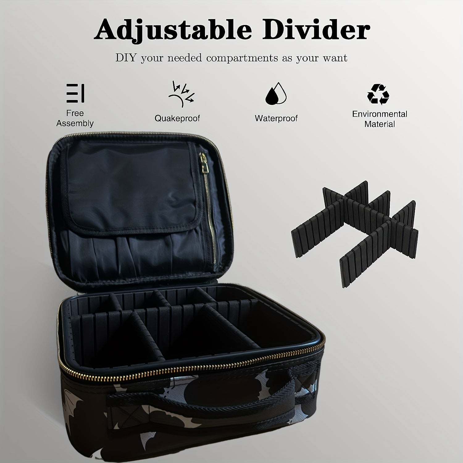 Bat Pattern Makeup Organizer Bag for Women