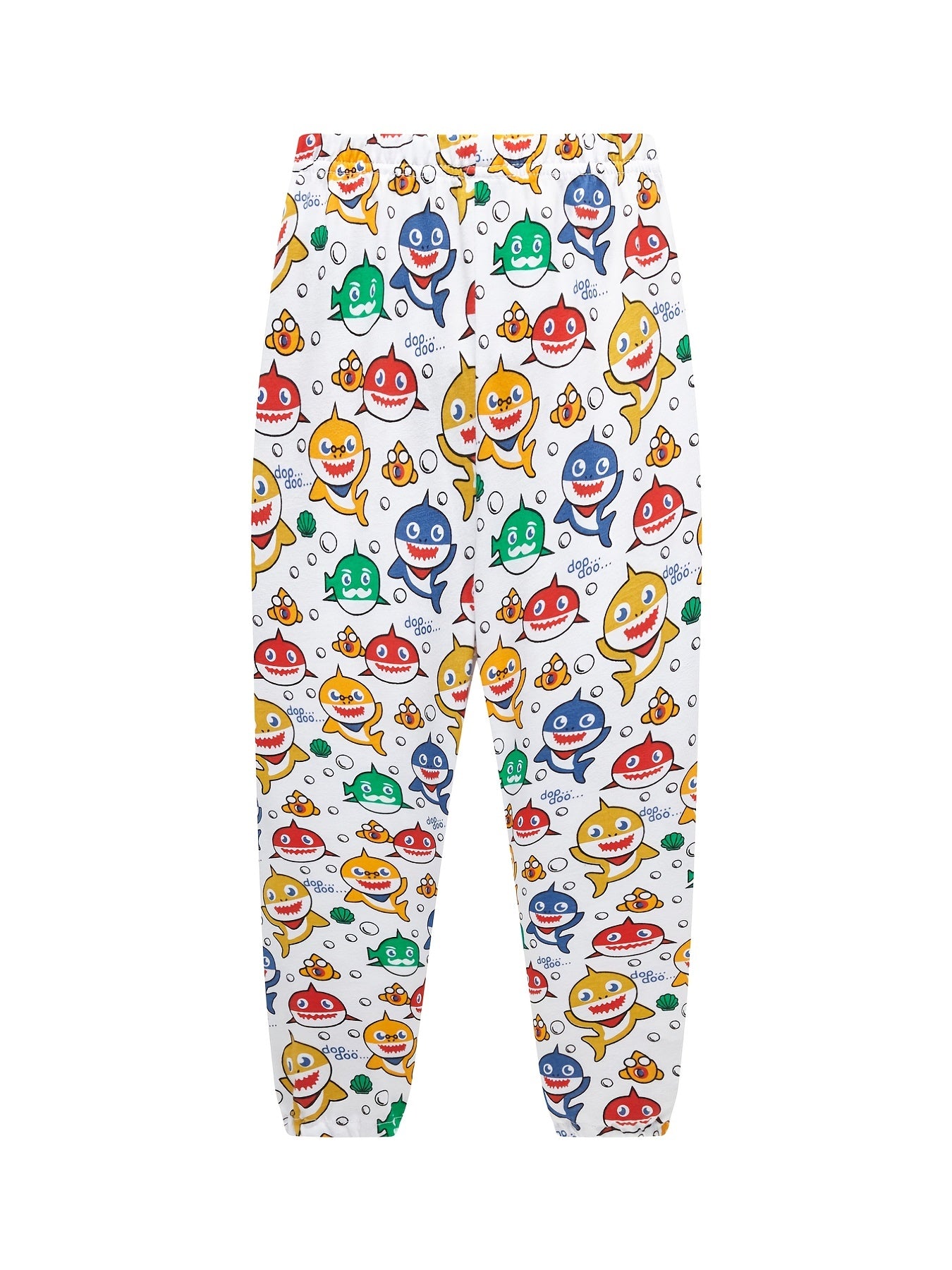 Boys Shark Print Pajamas Set Long Sleeve Top & Pants Kids Clothes