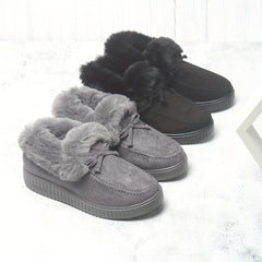 Women's Plush Lined Thermal Snow Boots Non Slip Flat Snow Shoes