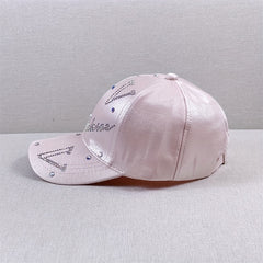 Pink Glitter Sun Rhinestone Letter Baseball Cap Lightweight Sunshade