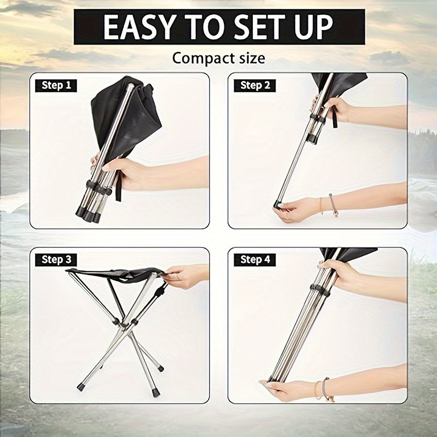 Portable Folding Stool With Side Pocket for Outdoor Camping