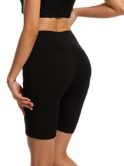 High Stretch Yoga Shorts With Pocket Slimming Biker Shorts