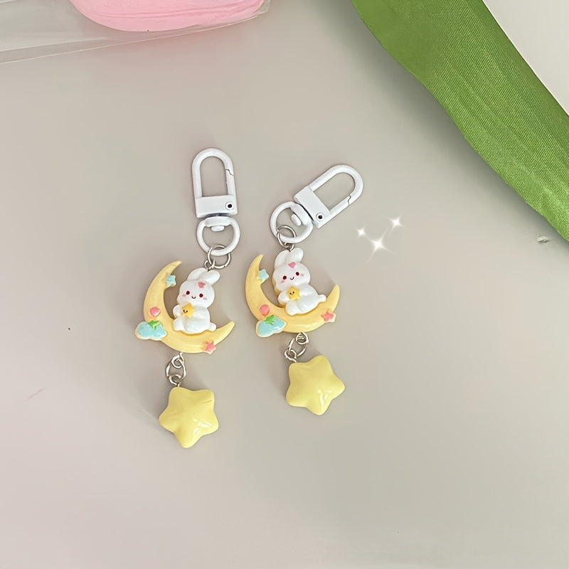 Moon Rabbit Keychain Keyring Women Ladies Cartoon Bag Ornament