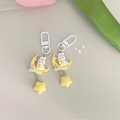 Moon Rabbit Keychain Keyring Women Ladies Cartoon Bag Ornament