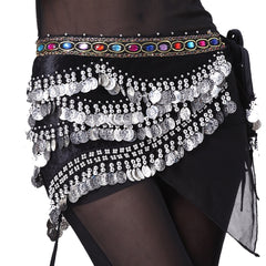 Belly Dance Hip Skirt Coins Scarf Sequin Wrap Skirt