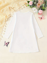 Unicorn Tee Dress Toddler Girls Long Sleeve Party Nightgown
