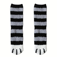 6 Pairs Cat Paw Socks Fuzzy & Warm Women's Stockings
