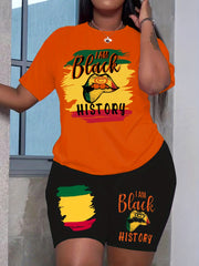 Juneteenth Graphic Print Tee & Shorts Set Plus Size