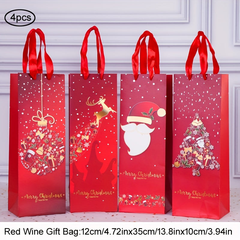 4pcs Christmas Wine Bag Gift Bag Wine Bag 11 99x35 05x10 01cm