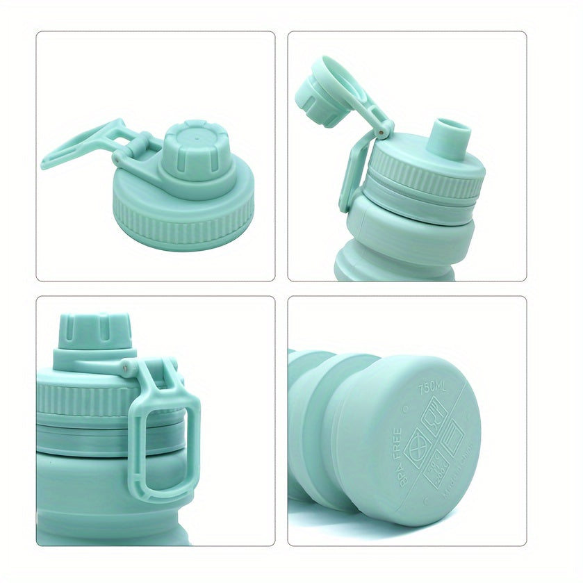 750ml Large Capacity Silicone Water Bottle Collapsible Flip Top Cup