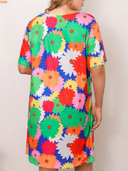 Lounge Dress Women's Plus Allover Floral Print Tee Sleep Dress