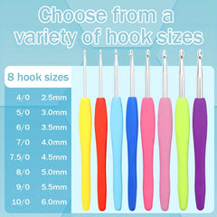 8pcs Crochet Hooks Kit Soft Ergonomic Handle Knitting & Crochet Supplies