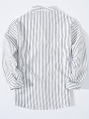 Boys Striped Casual Long Sleeve Lapel Shirt
