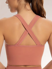 Criss Cross Back Sports Bra Front Zipper Comfortable & Breathable